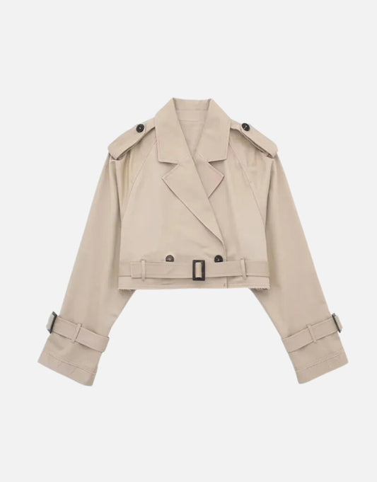 NUDE CROPPED TRENCH COAT