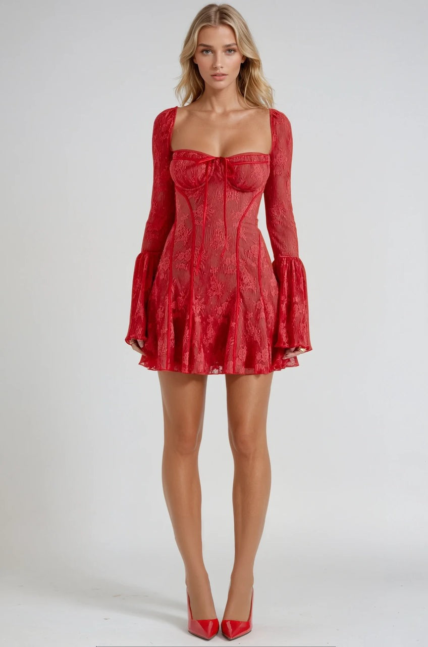 LILIENNE RED LACE DRESS