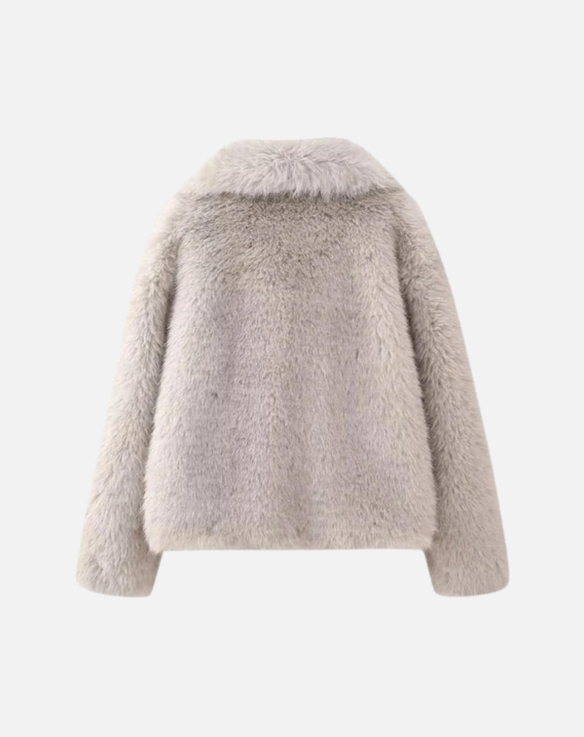 FAUX FUR TURN DOWN COLLOR JACKET - OFF GREY