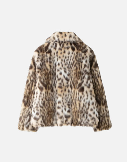 BROWN LEOPARD FAUX FUR COAT