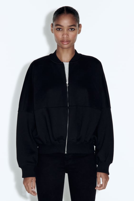 ZIPPER TRACKSUIT JACKET - BLACK