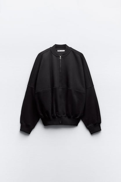 ZIPPER TRACKSUIT JACKET - BLACK