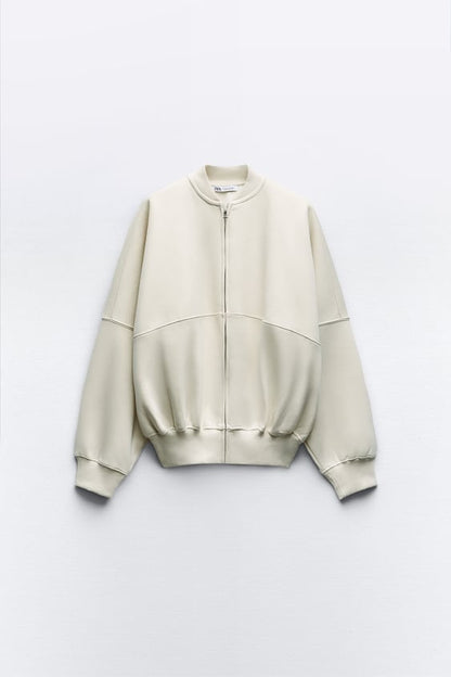 ZIPPER TRACKSUIT JACKET - CREAM