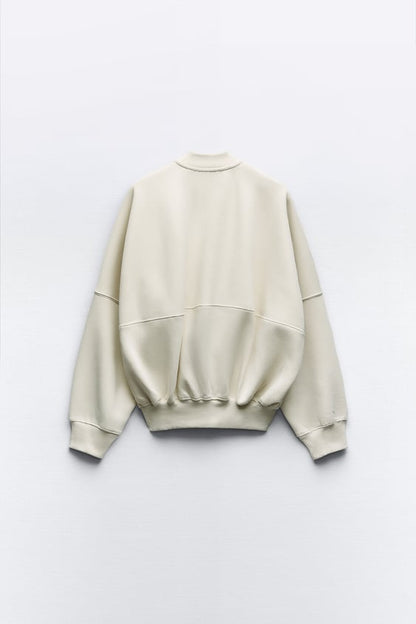 ZIPPER TRACKSUIT JACKET - CREAM