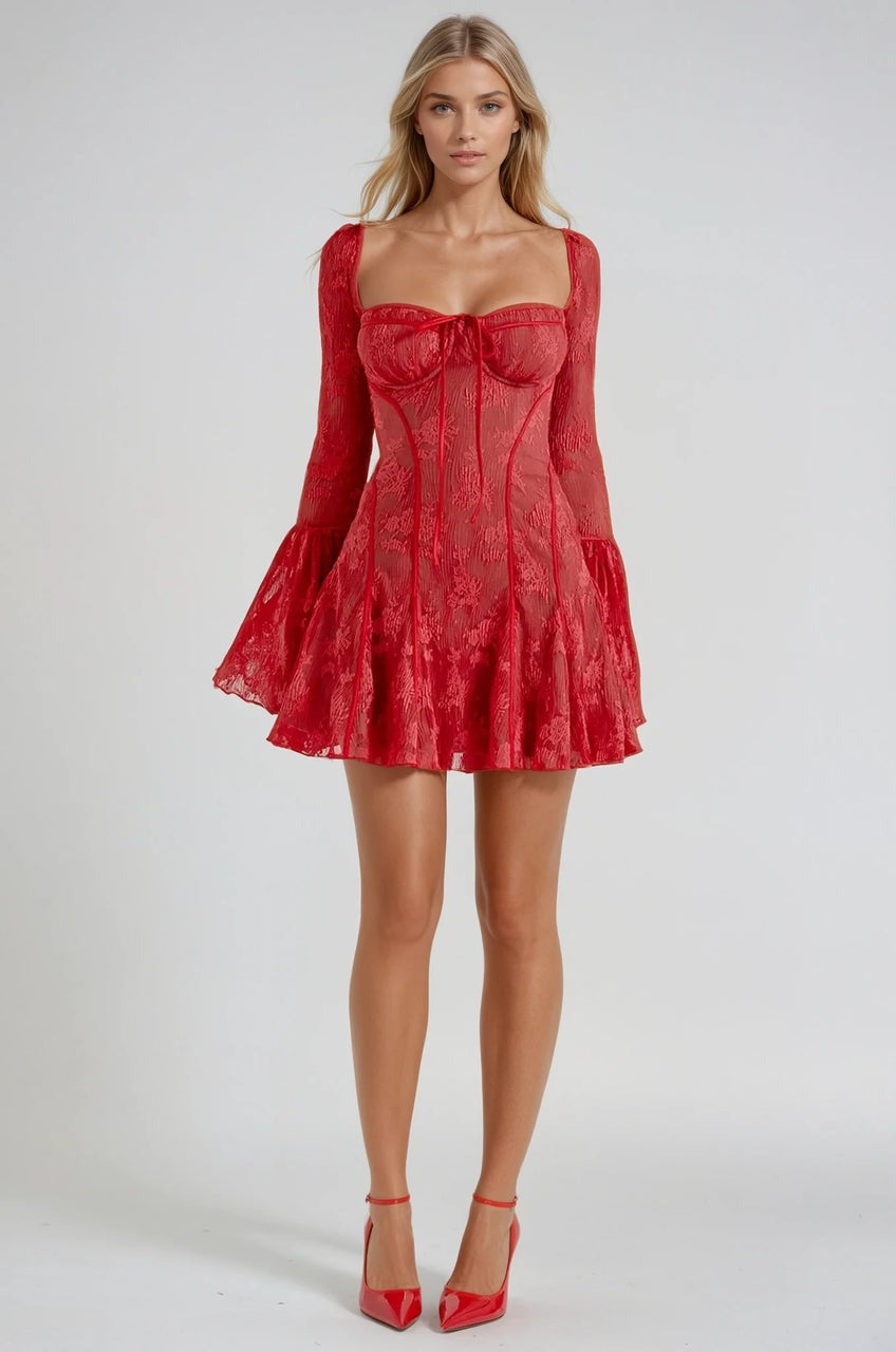 LILIENNE RED LACE DRESS