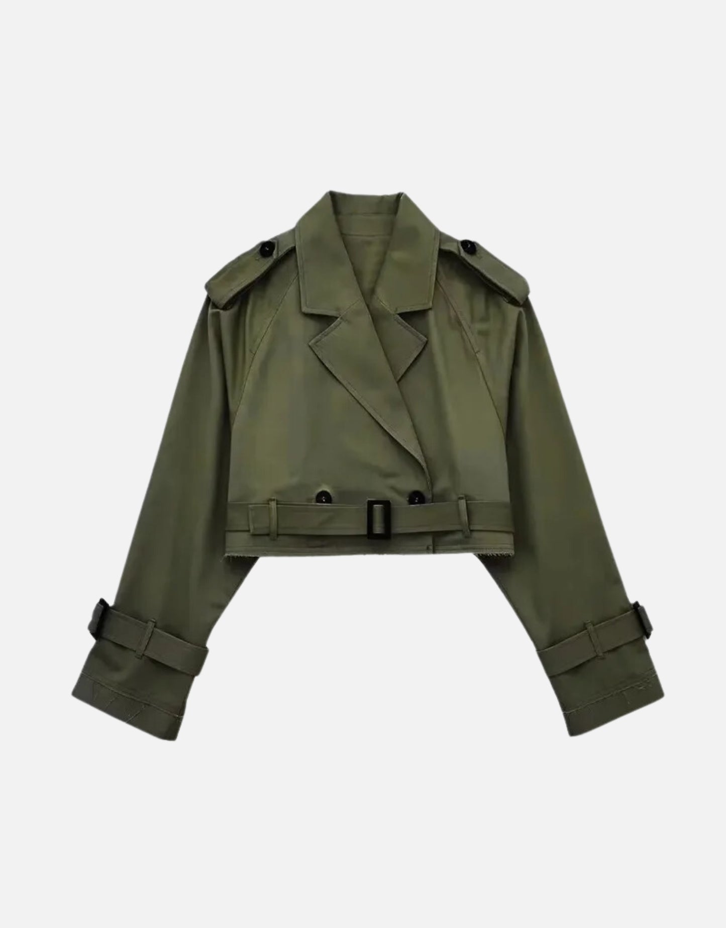 GREEN CROPPED TRENCH COAT