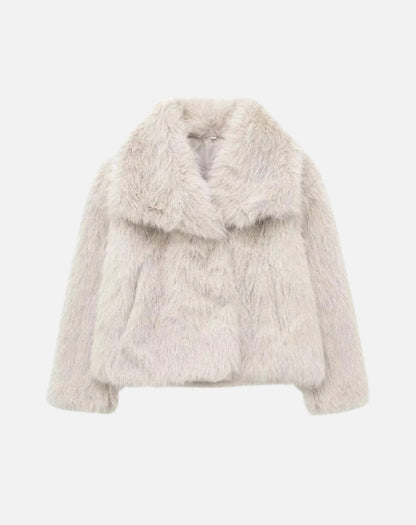 FAUX FUR TURN DOWN COLLOR JACKET - CREAM