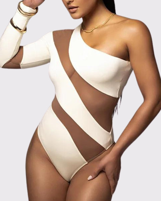 DYNAMIC ONE SHOULDER BODYSUIT - WHITE