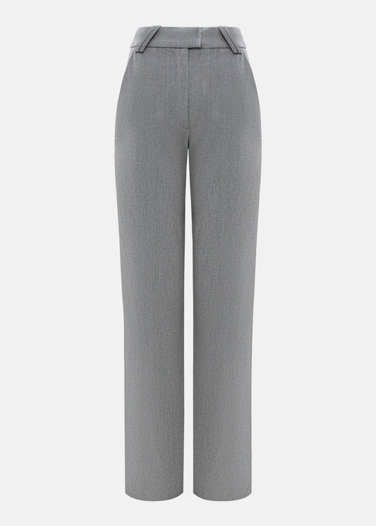 GREY FLARED FITTED TROUSERS
