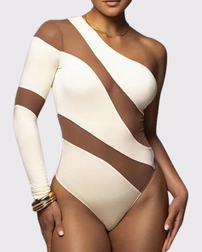 DYNAMIC ONE SHOULDER BODYSUIT - WHITE