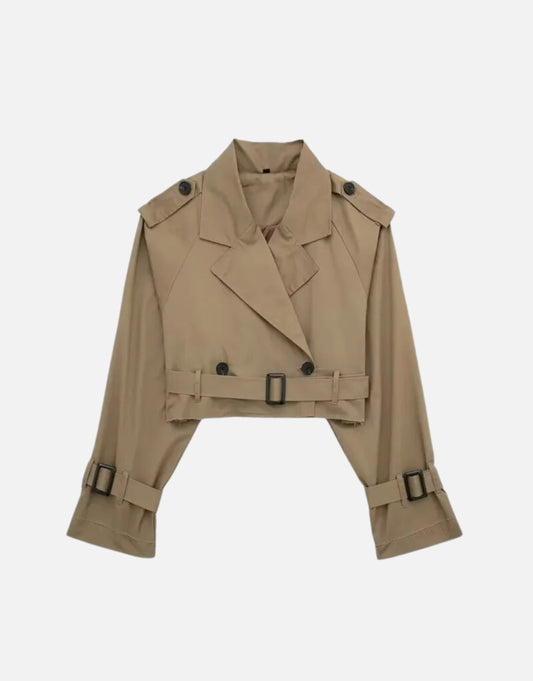 KHAKI CROPPED TRENCH COAT