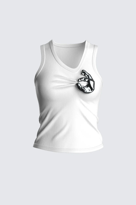 Asymmetrical Pinch White Crop Top