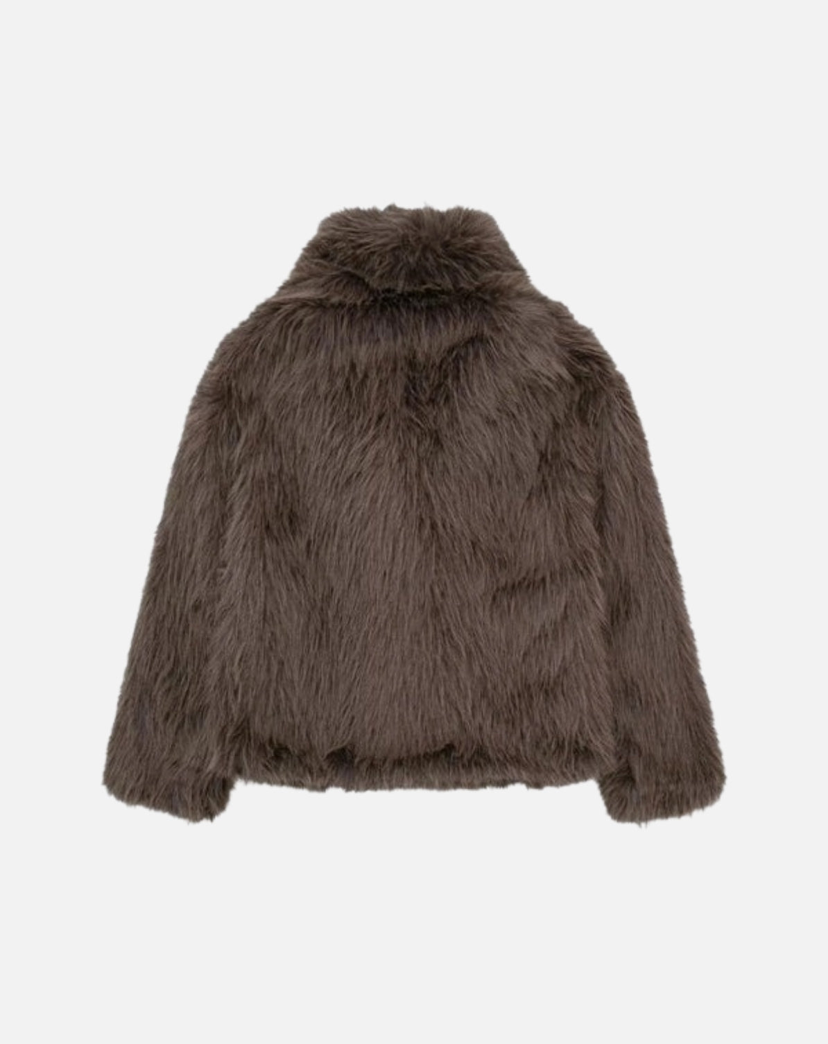 FAUX FUR TURN DOWN COLLOR JACKET - BROWN