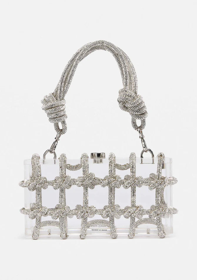 WOVEN DIAMOND CLEAR HAND BAG