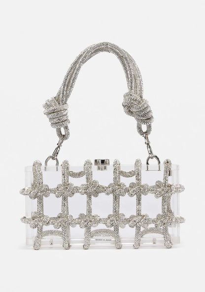 WOVEN DIAMOND CLEAR HAND BAG