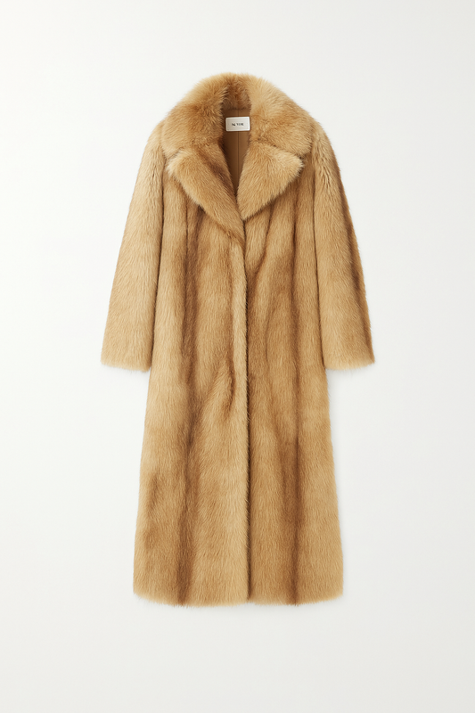 Caramel Longline Faux Fur Coat