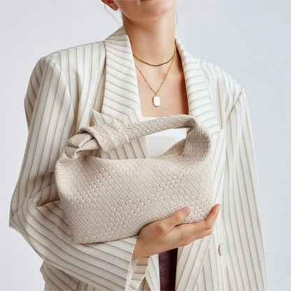 WOVEN CREAM KNOT HANDBAG