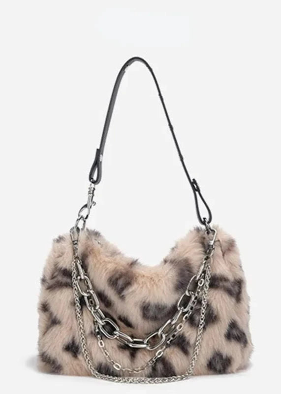 ENVY LEOPARD PRINT FURR BAG