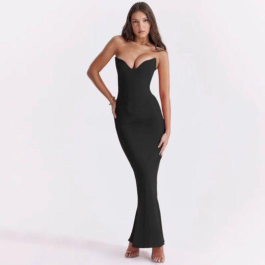 CORSET TUBE DRESS - BLACK