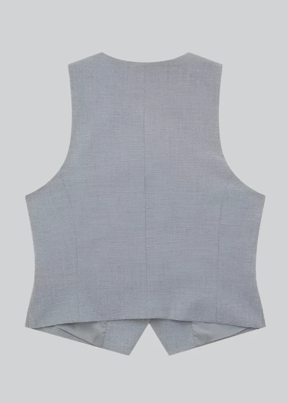 GREY CROPPED BUTTONED WAISTCOAT