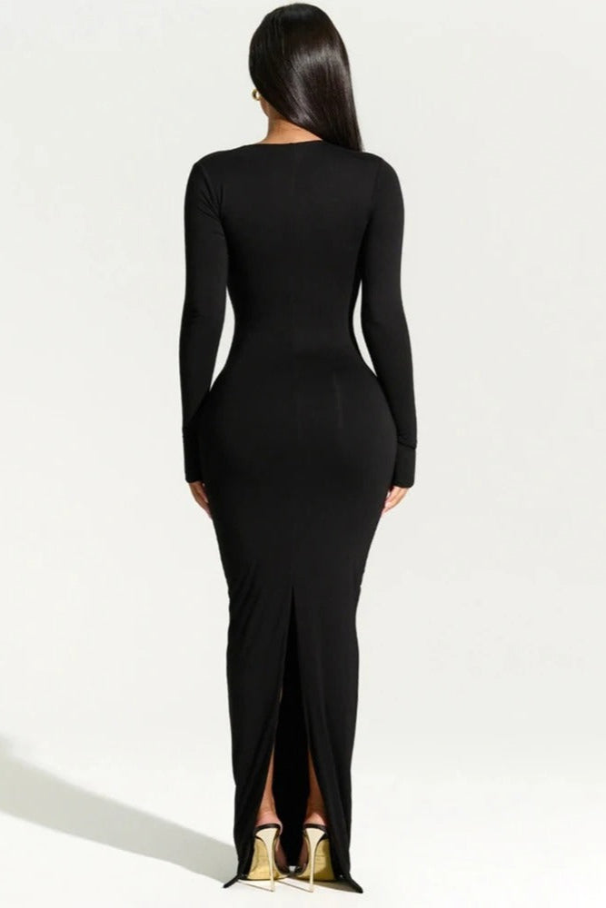 BELLA One-Shoulder Long Sleeve Maxi Dress
