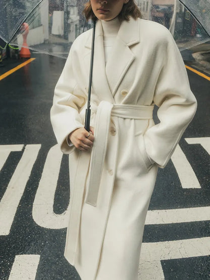 LONG BUTTON WOOL COAT