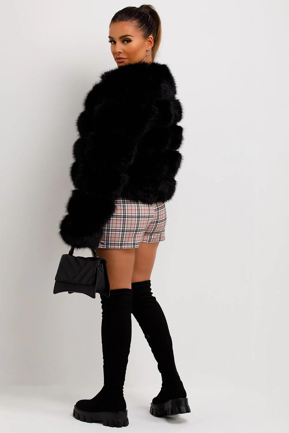 The Luxe Black Faux Fur Panel Jacket