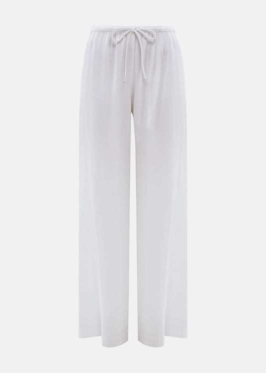 WHITE SILK LOOSE FITTED TROUSERS