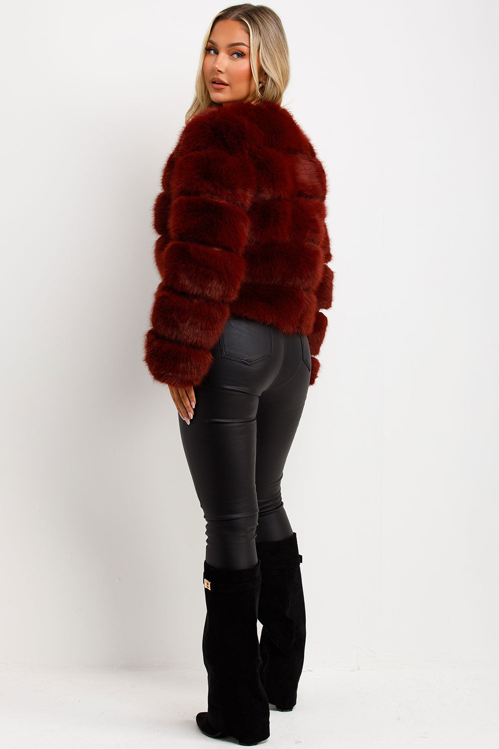 The Luxe Burgundy Faux Fur Panel Jacket