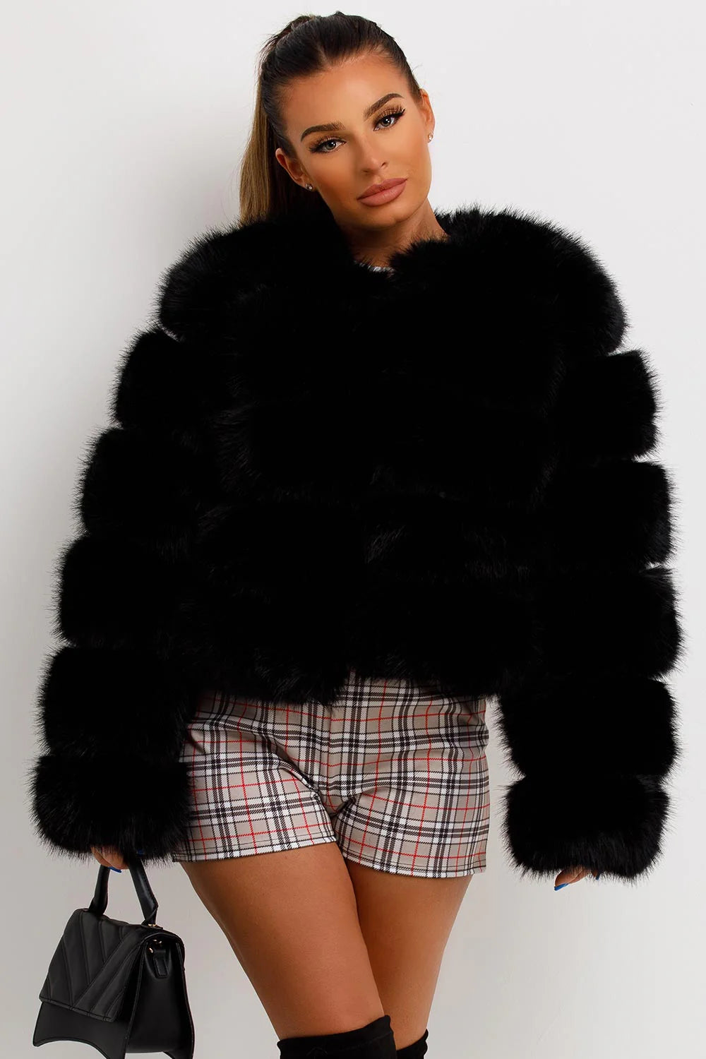 The Luxe Black Faux Fur Panel Jacket