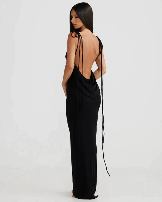 LORREL BACKLESS GOWN - BLACK