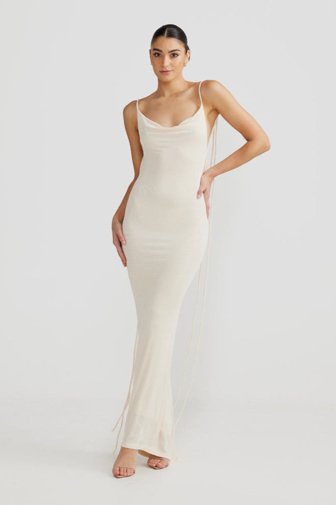 LORREL CREAM BACKLESS GOWN
