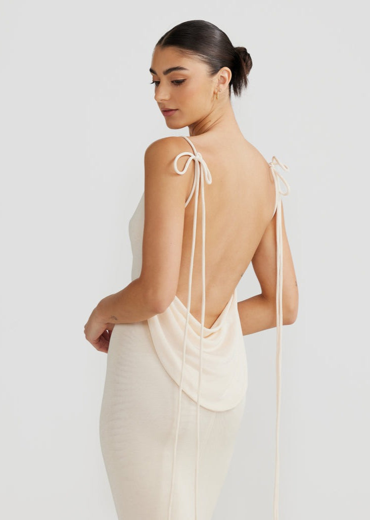 LORREL CREAM BACKLESS GOWN