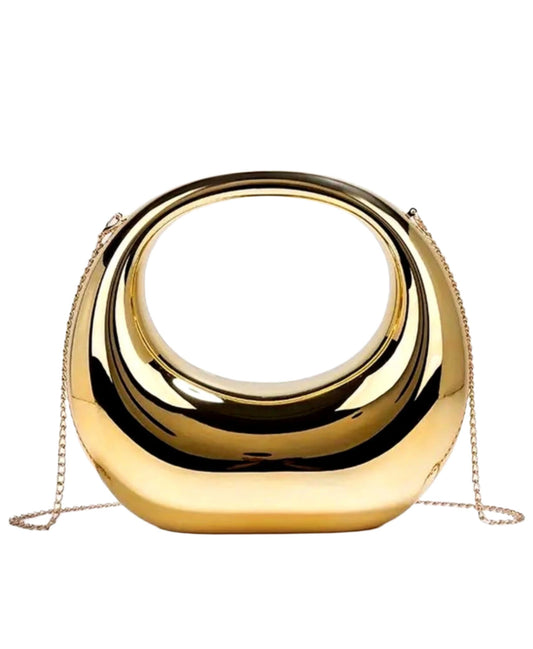 GOLD ROUND METALLIC CLUTCH