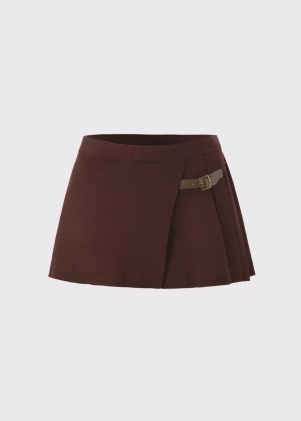 BROWN PLEATED KNITTED SKIRT